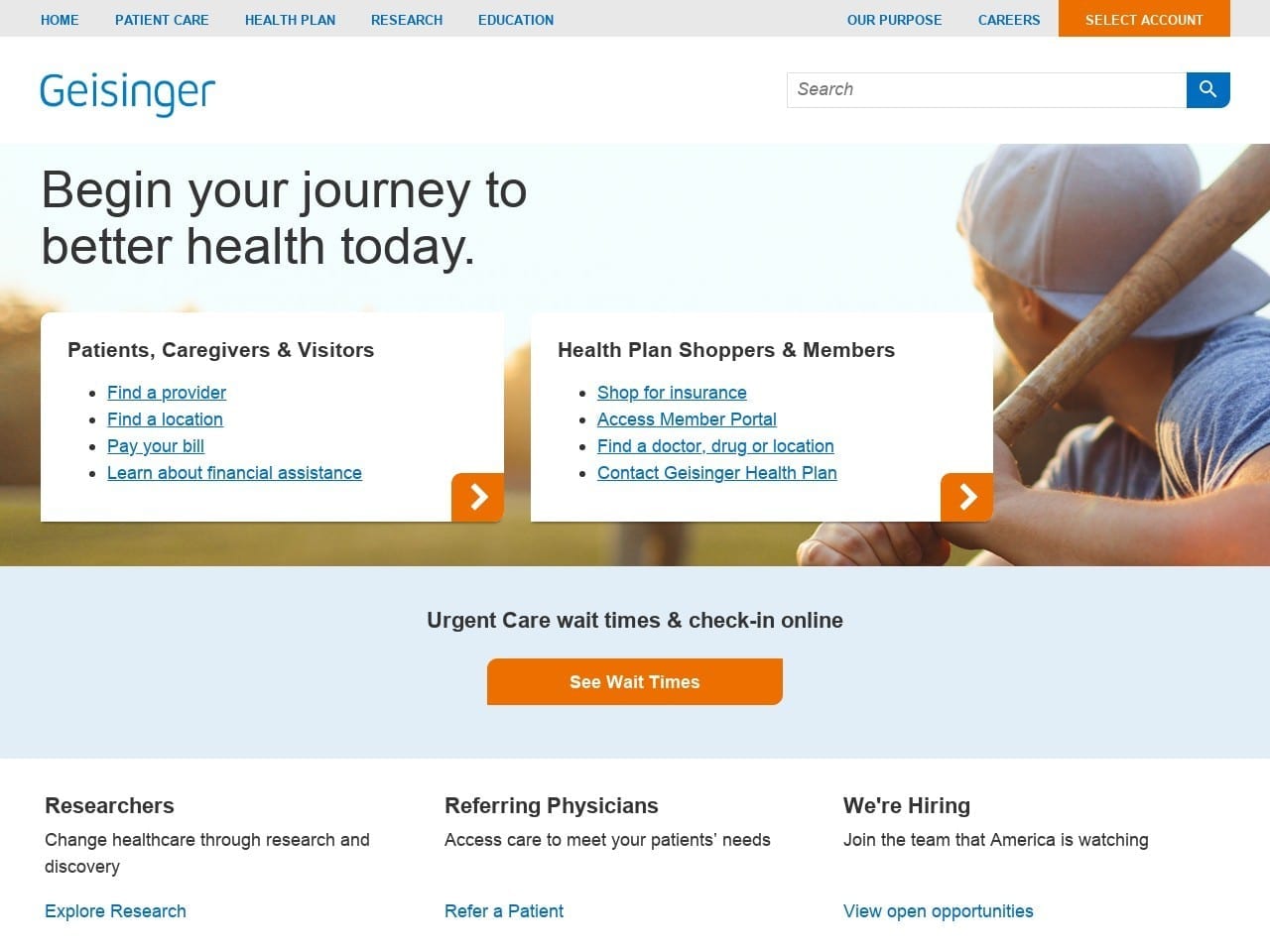 Geisinger Health System Website Screenshot from geisinger.org