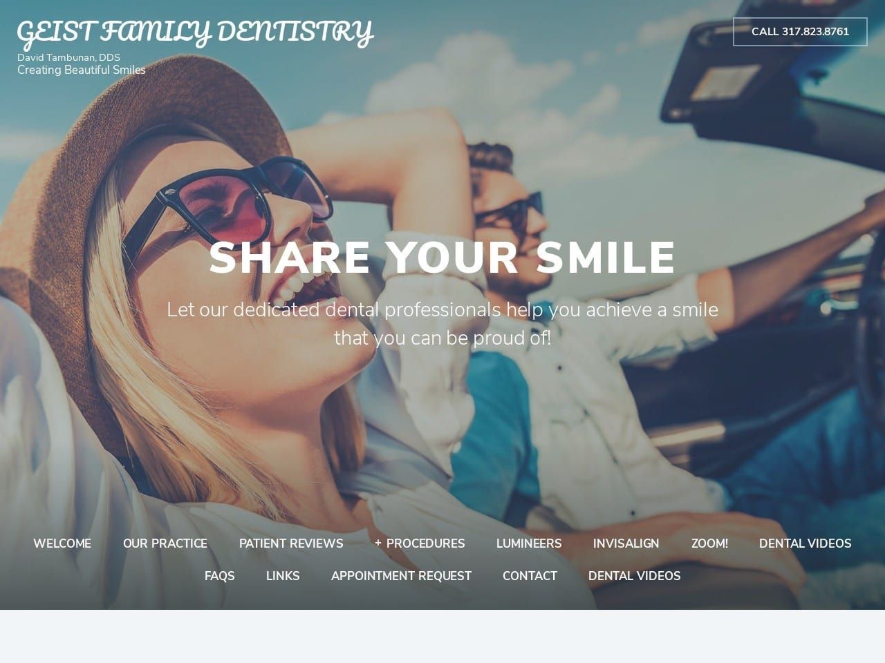 Geist Family Dentist Website Screenshot from geistfamilydentistry.com