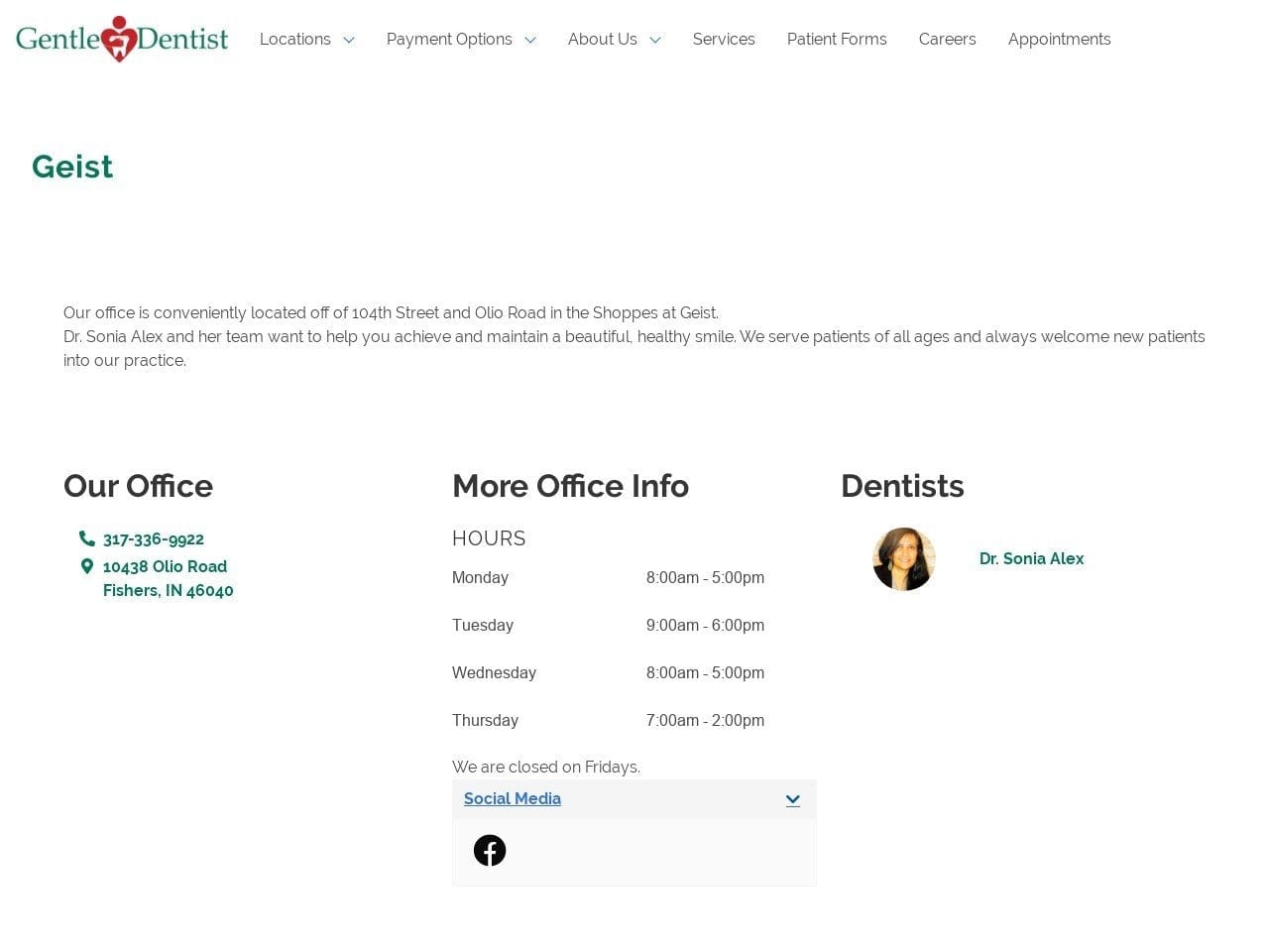 Gentle Dentist Website Screenshot from geistgentledentist.com