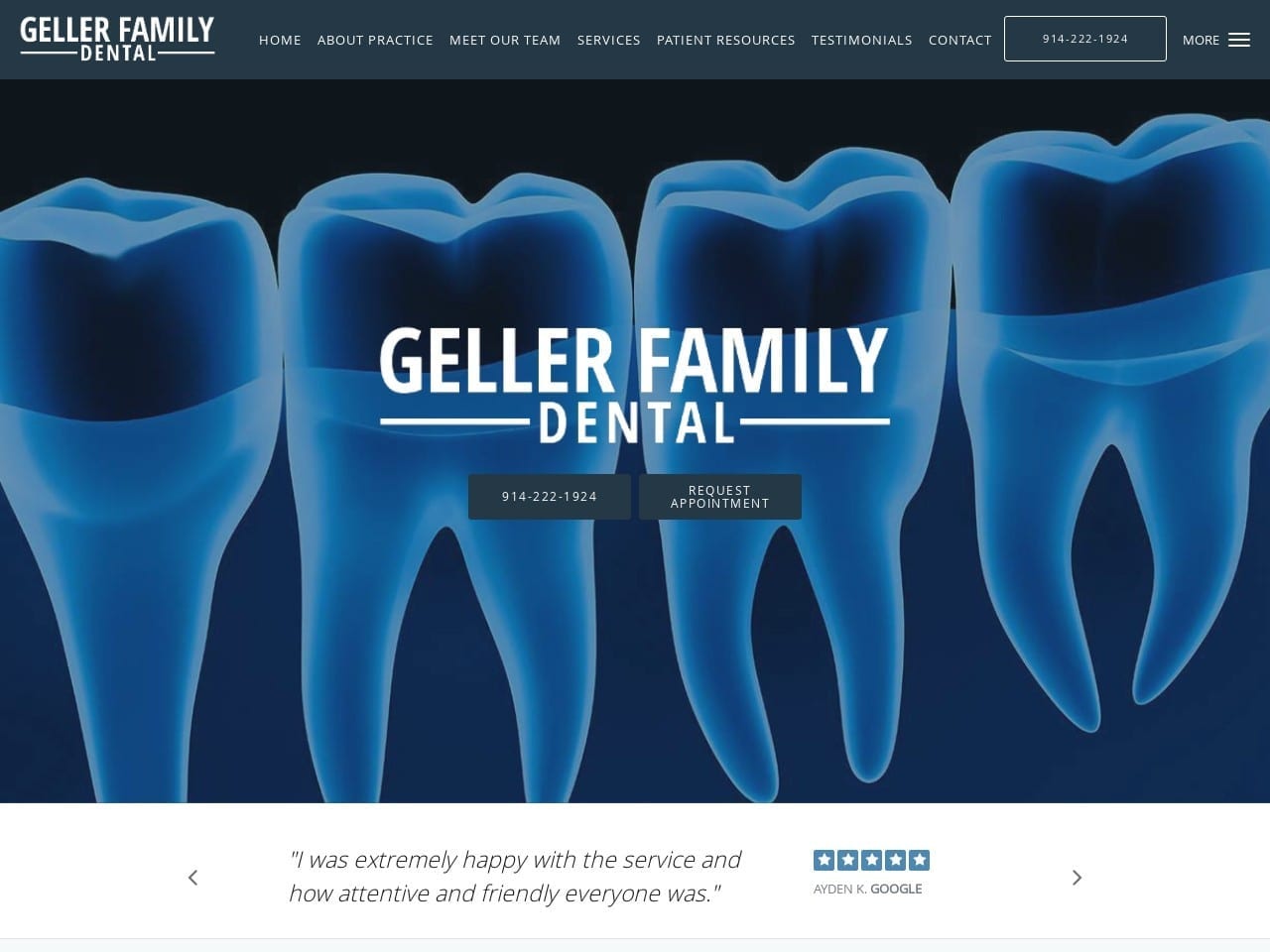 Geller Family Dental Website Screenshot from gellerfamilydental.com