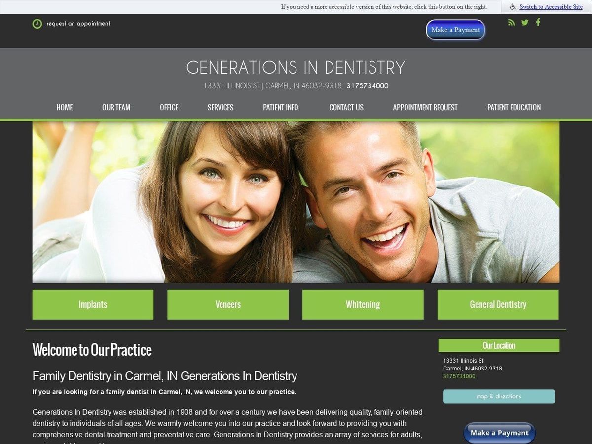 Generations In Dentist Website Screenshot from generationsindentistry.com