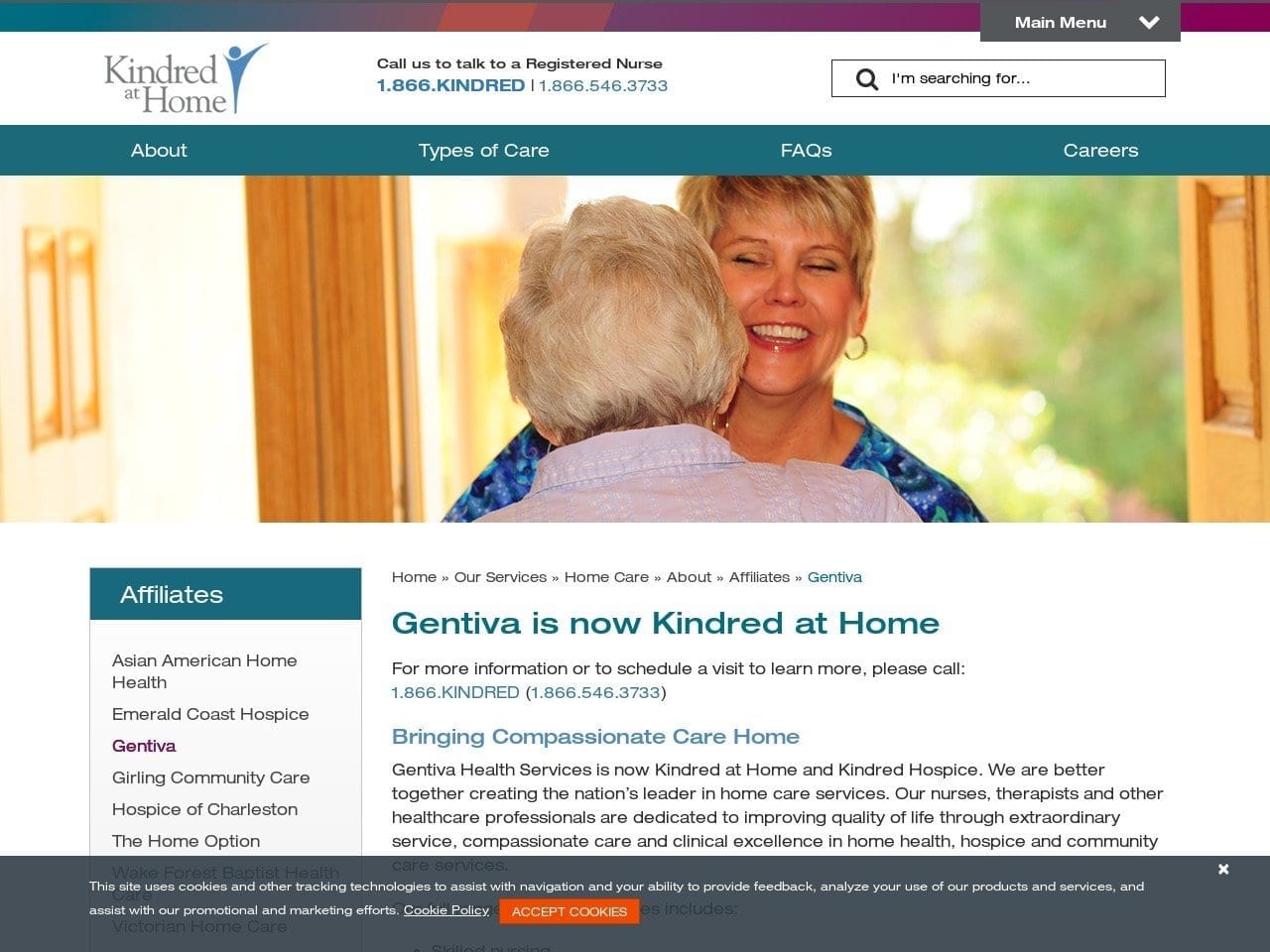 Girling Health Care Services Website Screenshot from gentiva.com