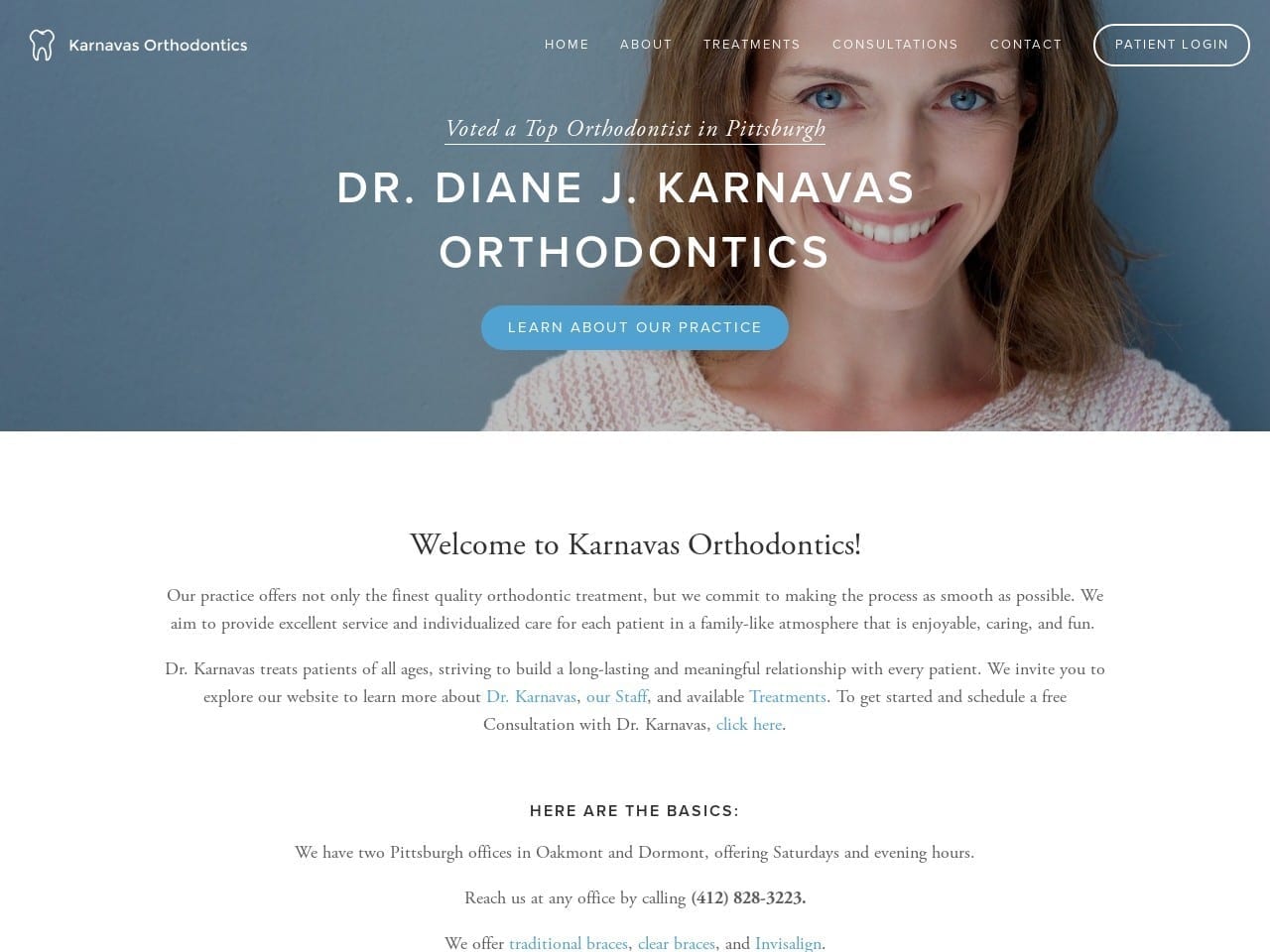 Diane Karnavas DMD LLC Website Screenshot from gentlebraces.com