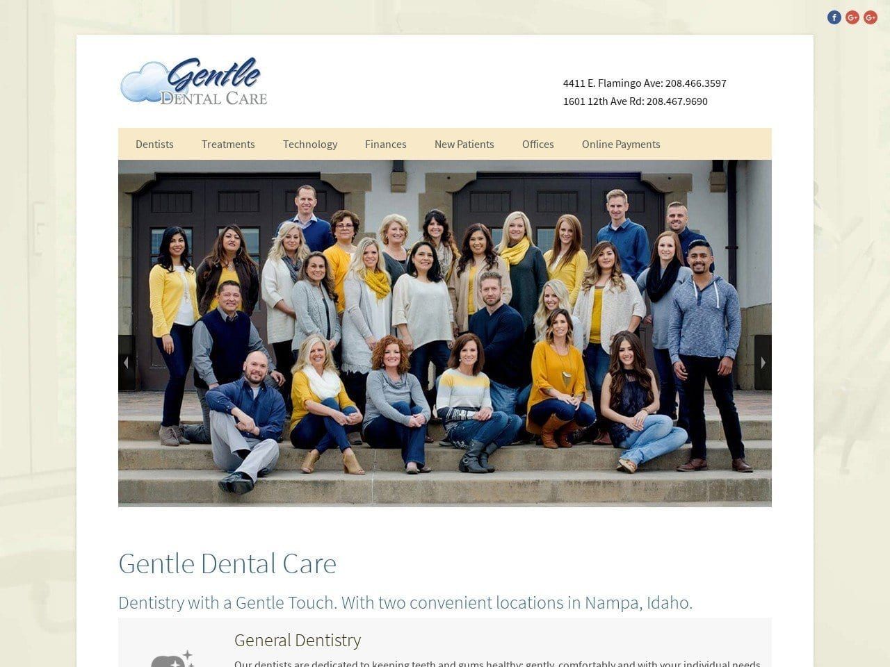 Gentle Dental Website Screenshot from gentledental.biz