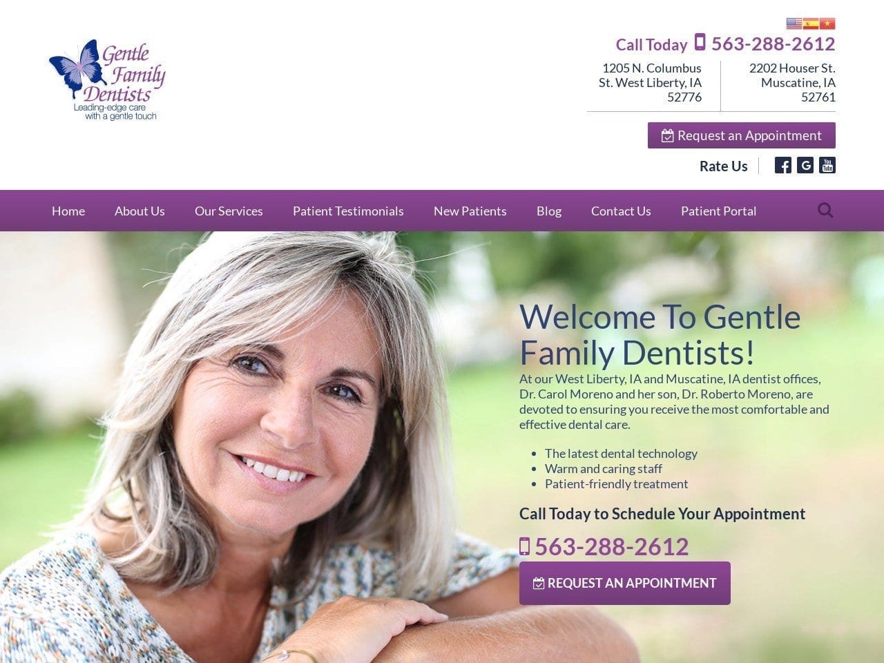 Gentle Family Dentists Website Screenshot from gentlefamilydentists.com