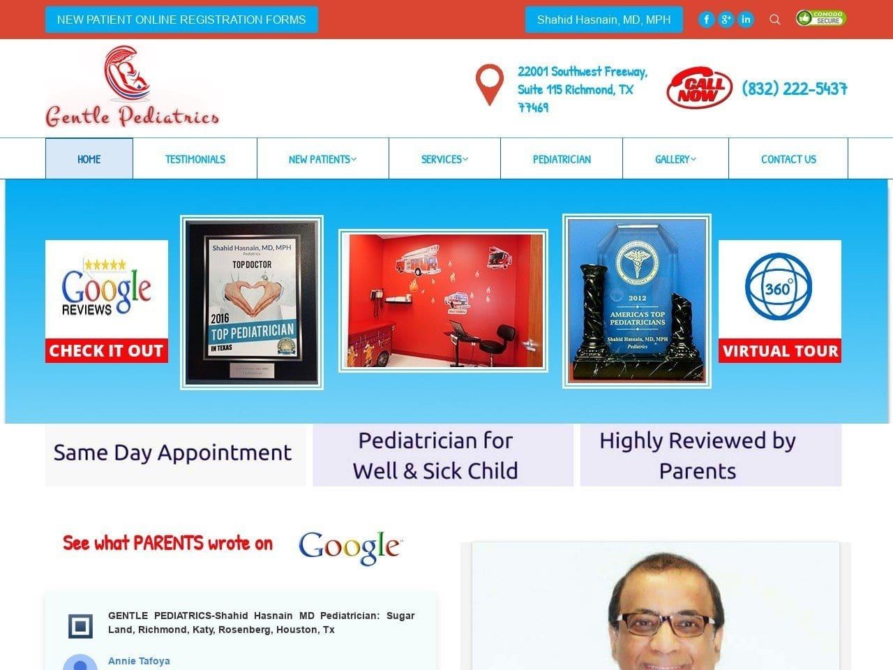 Richmond Pediatrics Clinic Website Screenshot from gentlepediatrics.com