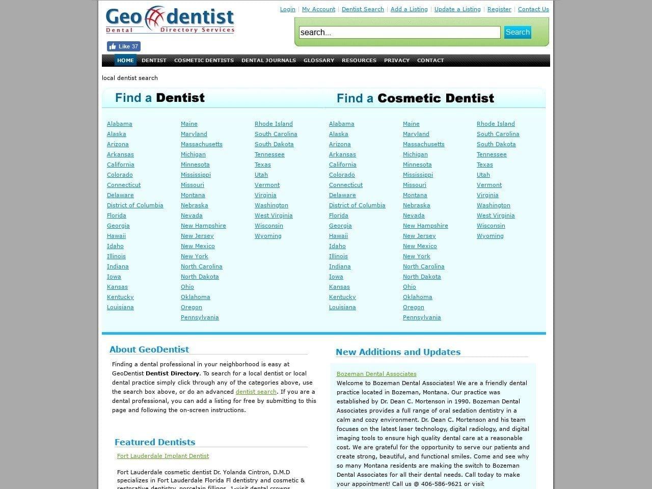 Geo Dentist Website Screenshot from geodentist.com