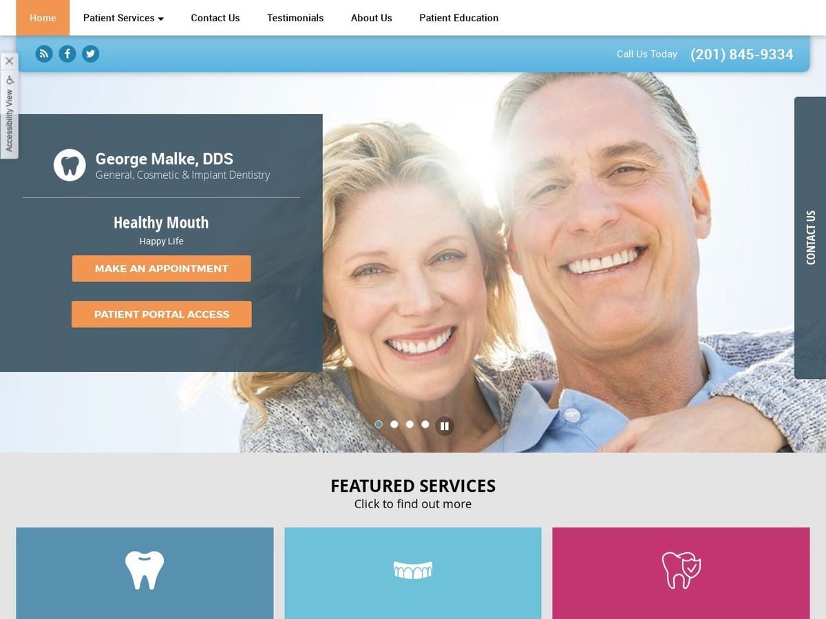 Malke George DDS Website Screenshot from georgemalkedds.com