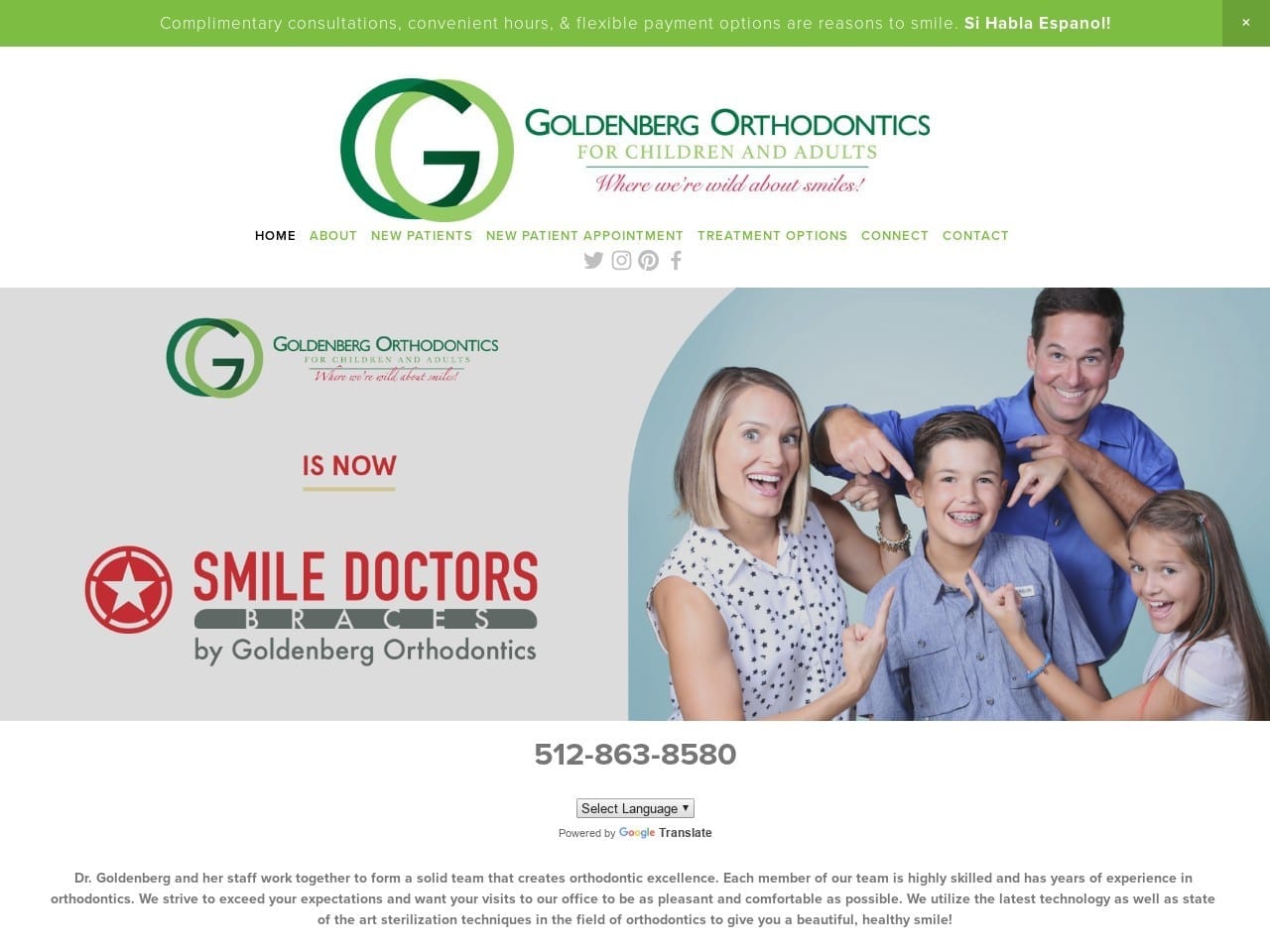 Goldenberg Orthodontics Website Screenshot from georgetownbraces.com