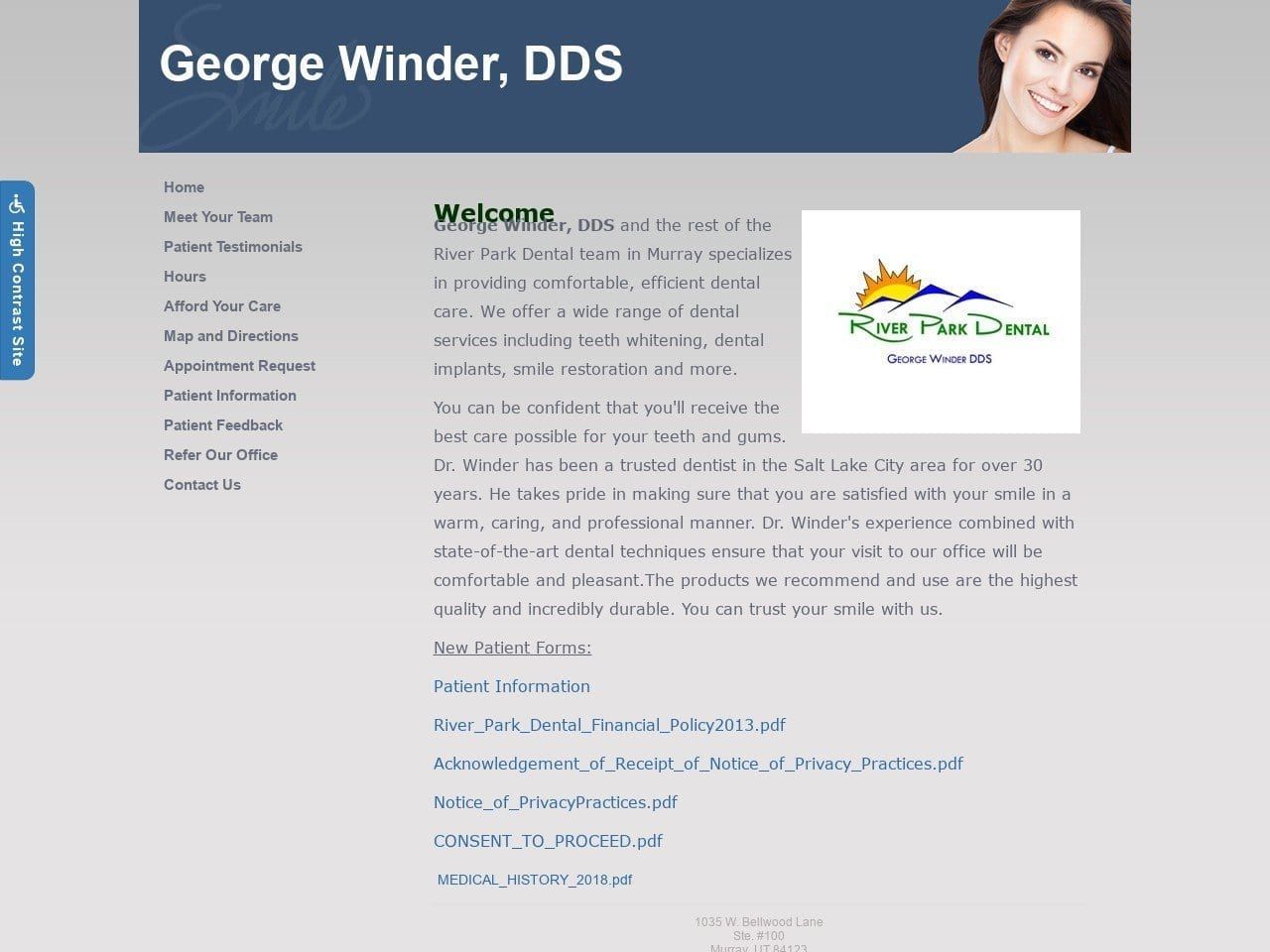 Dr. George Winder DDS Website Screenshot from georgewinderdds.com