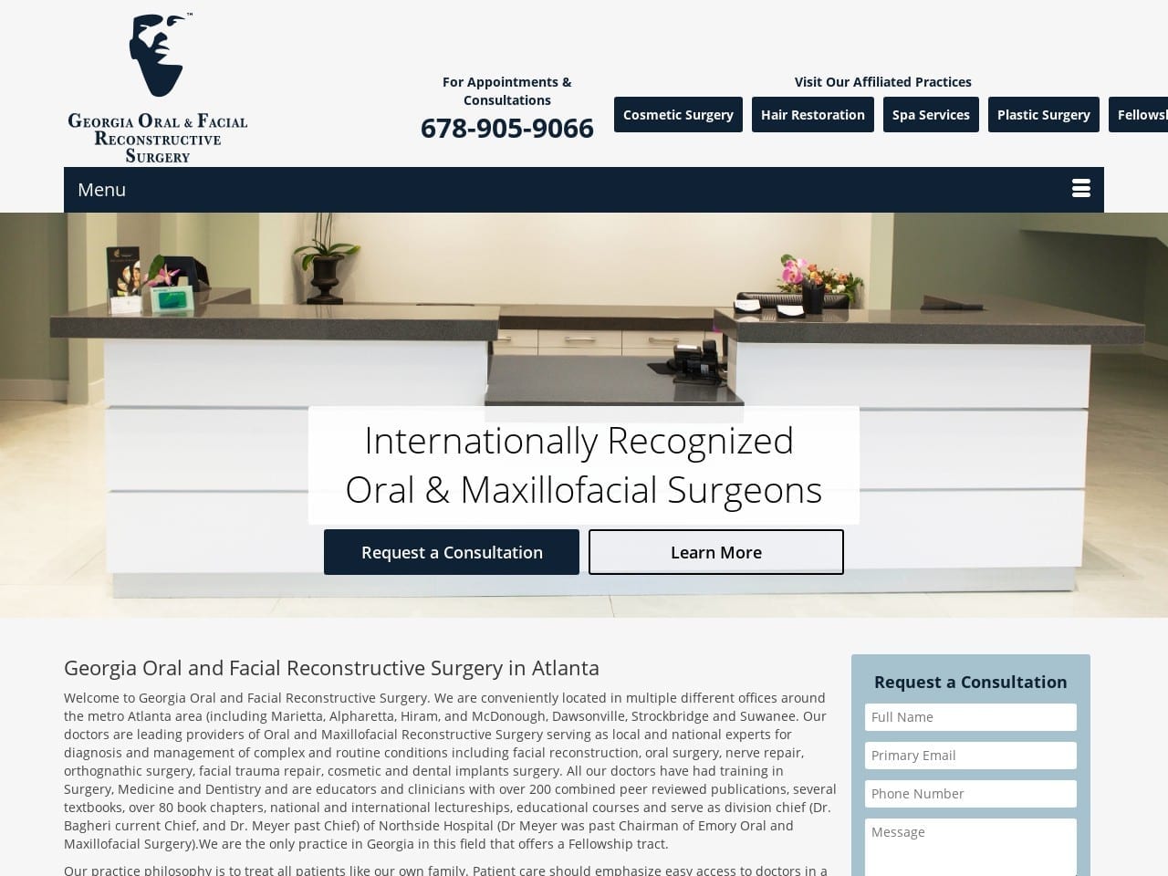 Georgia Oral and Facial Surgery Website Screenshot from georgiaofs.com