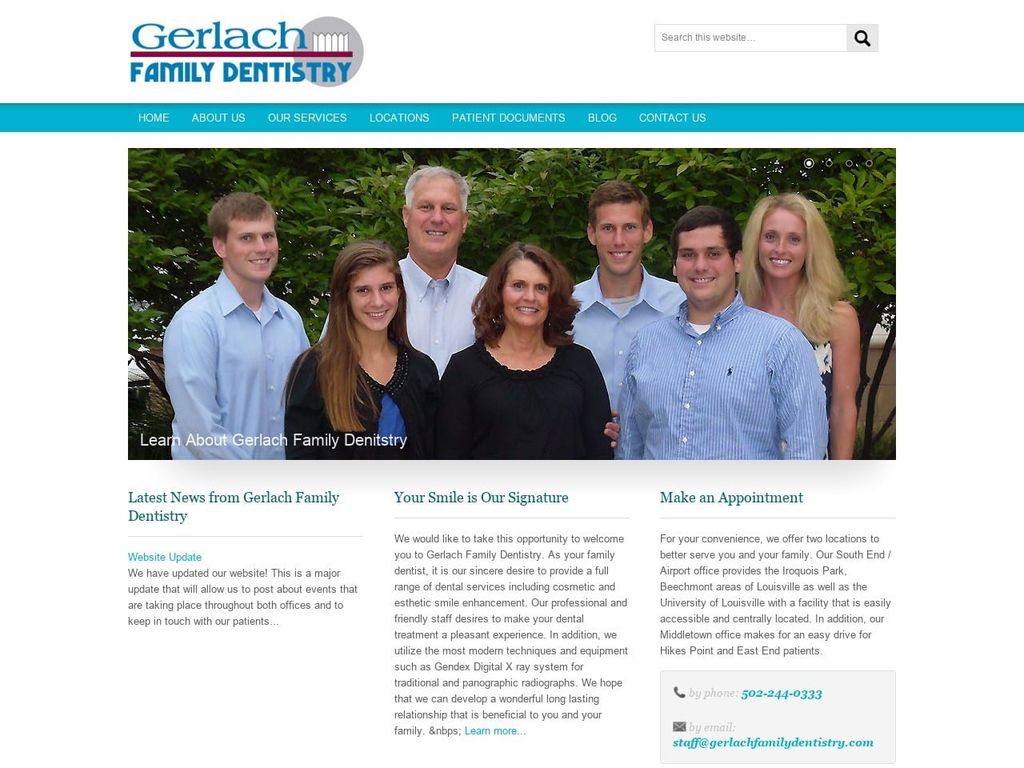 Gerlach Family Dentist Website Screenshot from gerlachfamilydentistry.com