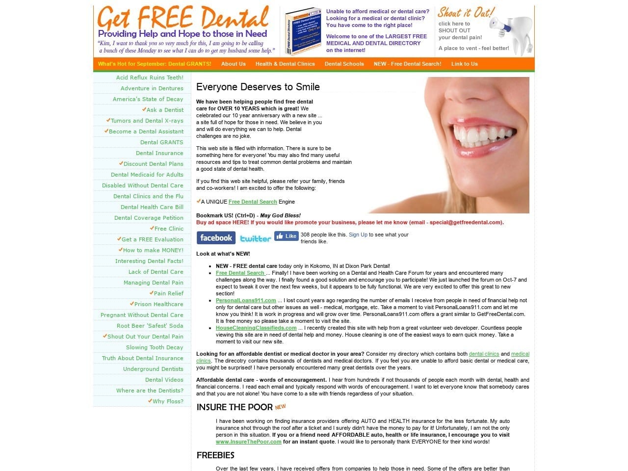 Getfree Dental Website Screenshot from getfreedental.com