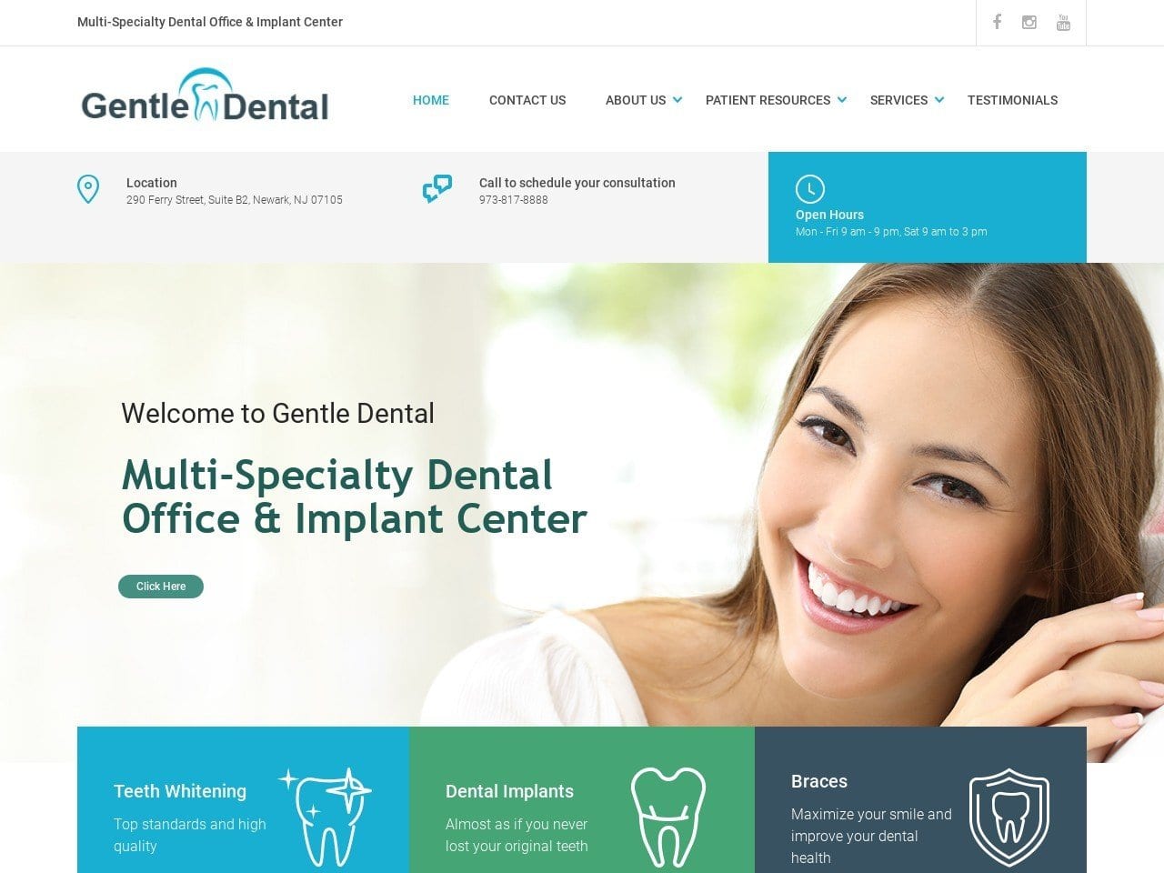 Gentle Dental of NJ Website Screenshot from getsmile.net