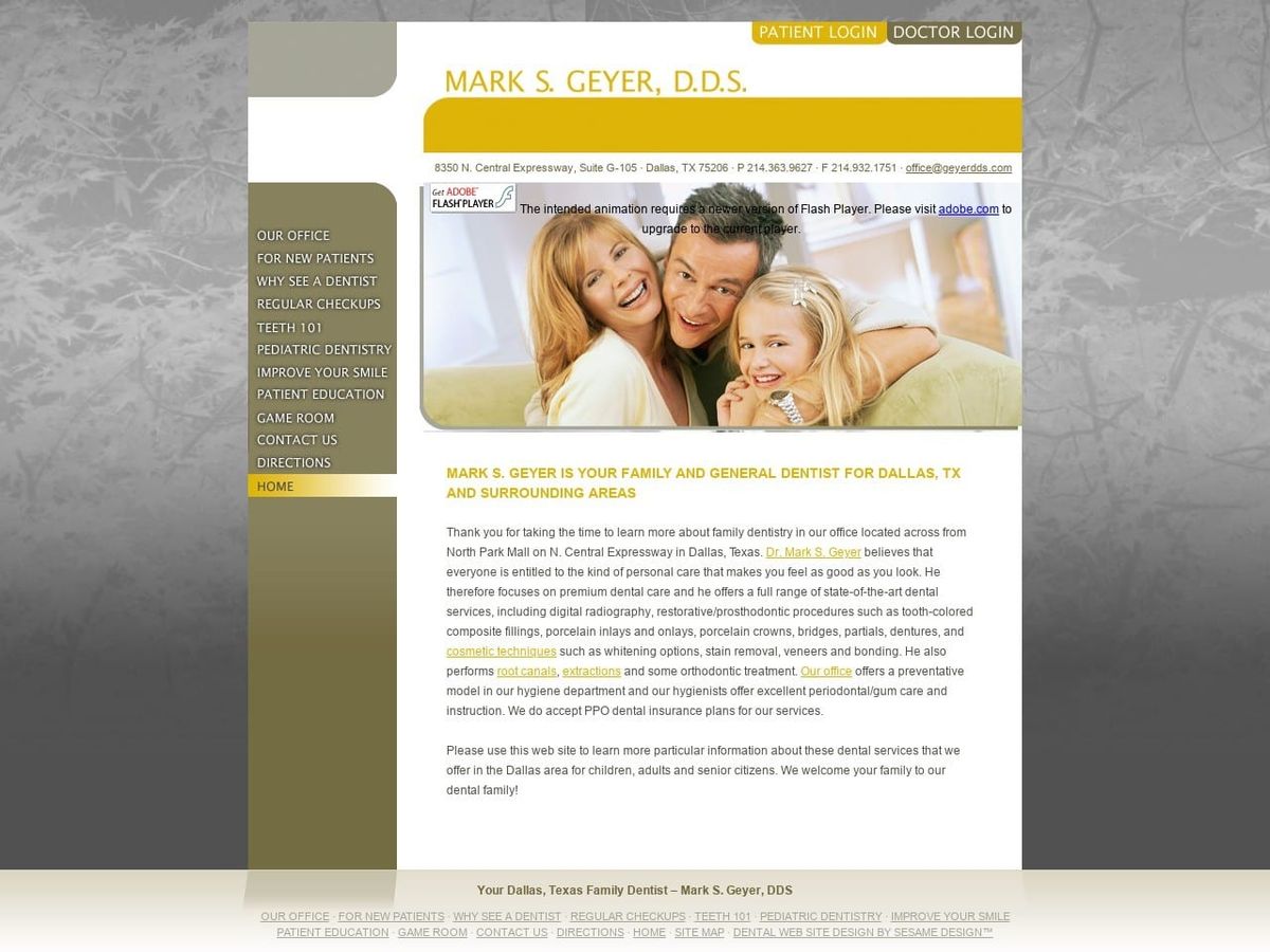 Mark S. Geyer D.D.S. Website Screenshot from geyerdds.com