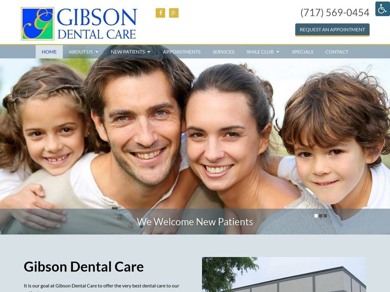 Gibson Dental Care Website Screenshot from gibsondentalcare.com