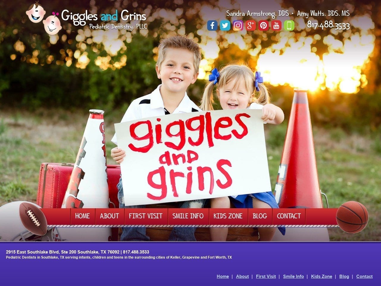 Giggles And Grins Pediatric Dentist Website Screenshot from gigglesandgrins.org