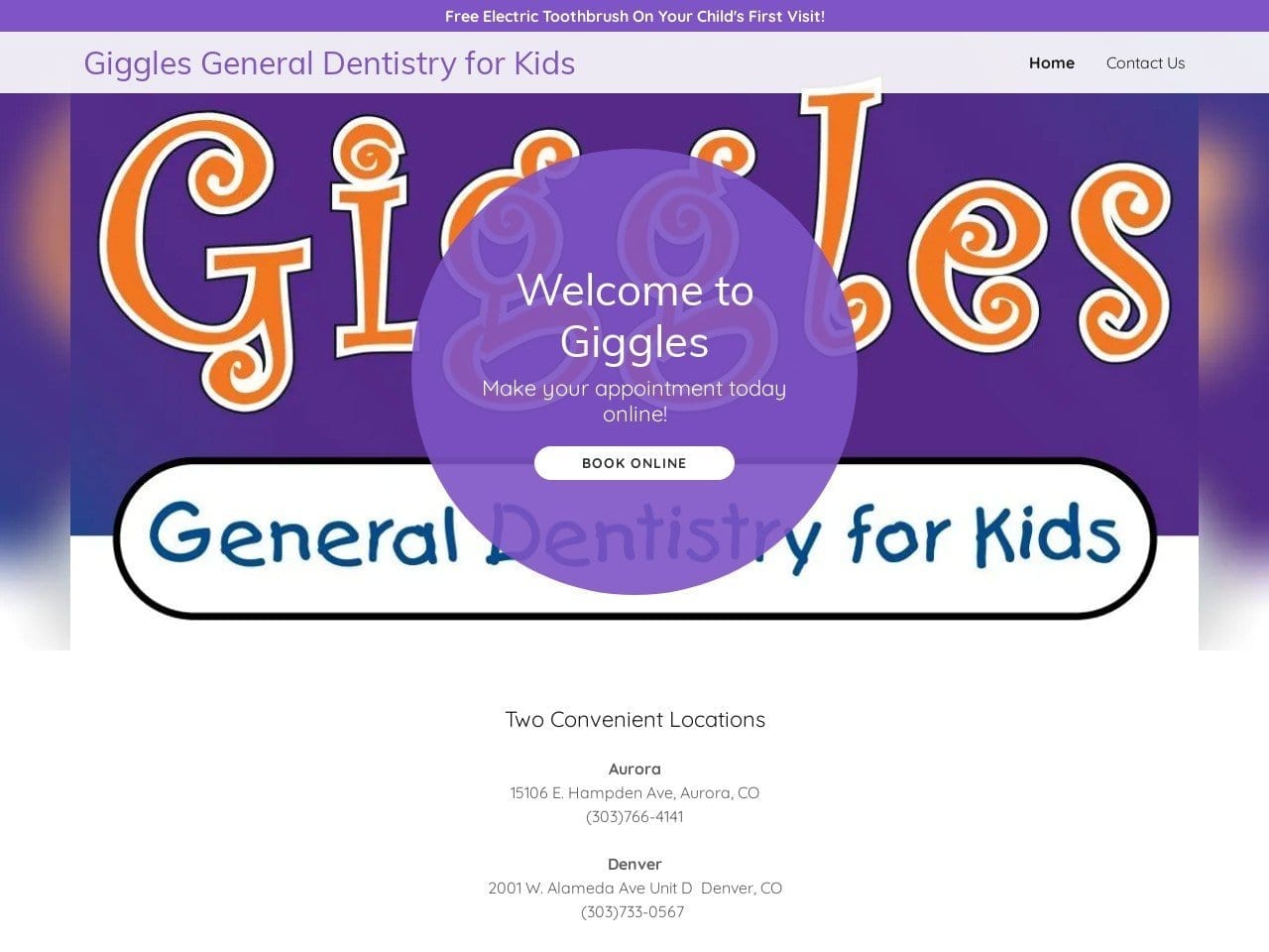 Giggles General Dentist Website Screenshot from gigglesdental.com