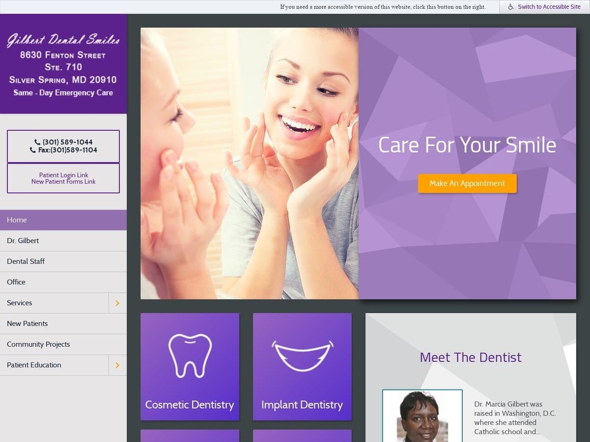 Marcia F. Gilbert D.D.S. Website Screenshot from gilbertdentalsmiles.com