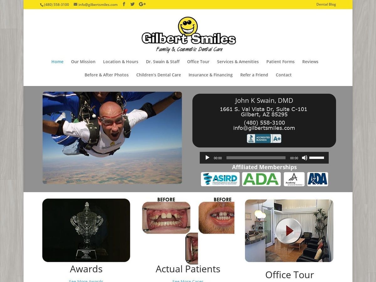 Gilbert Smiles Website Screenshot from gilbertsmiles.com