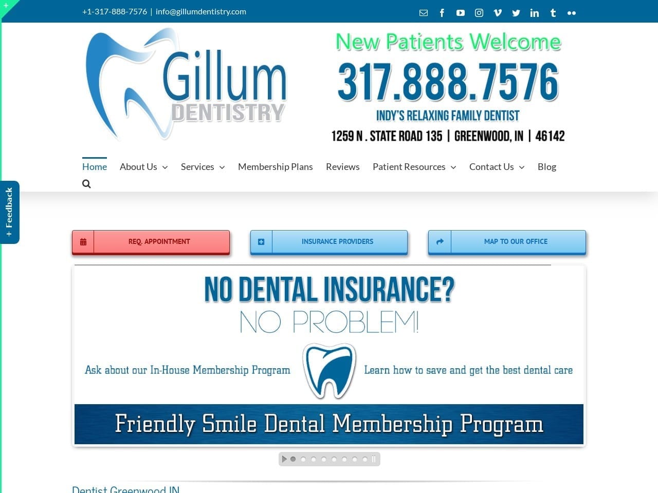 Gillum Dentist Website Screenshot from gillumdentistry.com