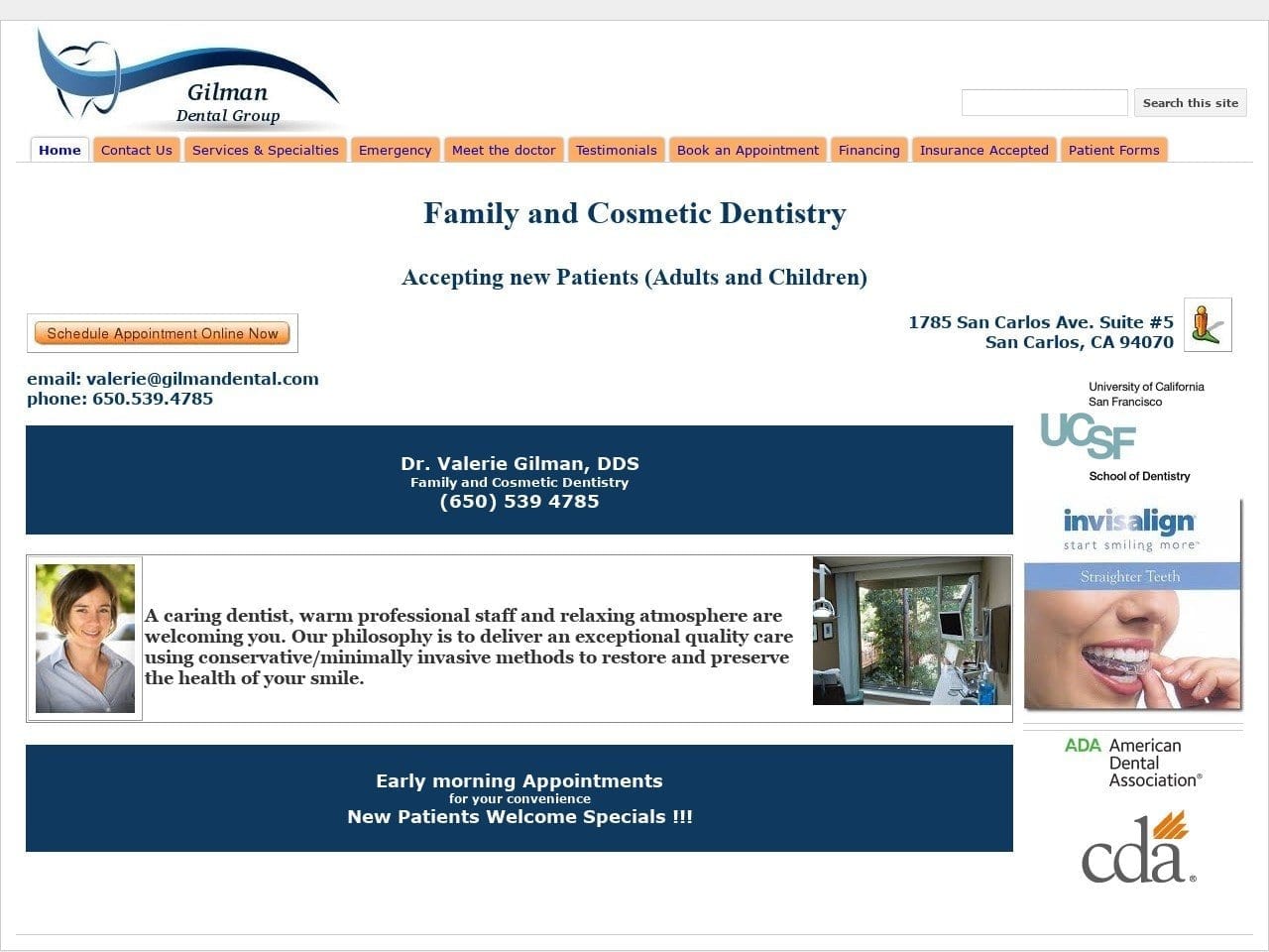 Gilman Dental Group/Valerie Gilman DDS Website Screenshot from gilmandental.com