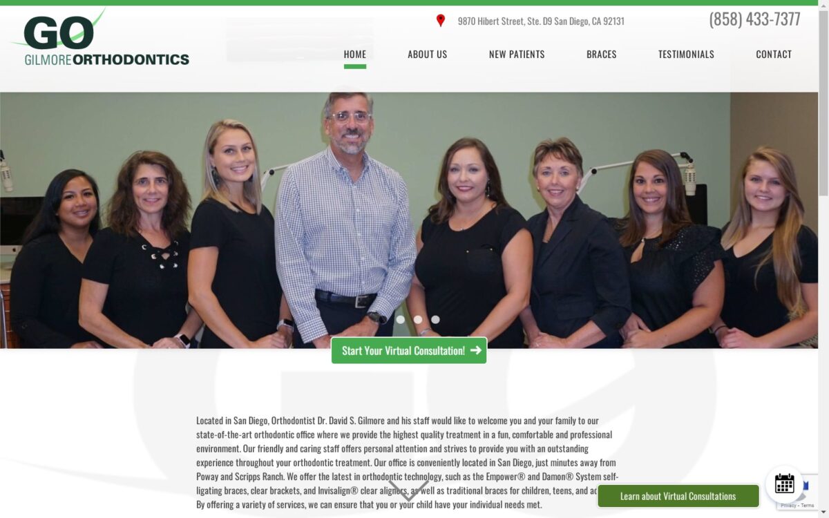 gilmoreortho.com screenshot