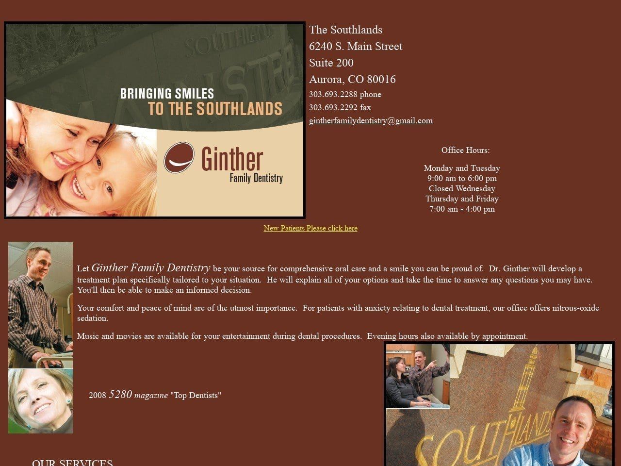 Ginther Family Dentist Website Screenshot from gintherfamilydentistry.com