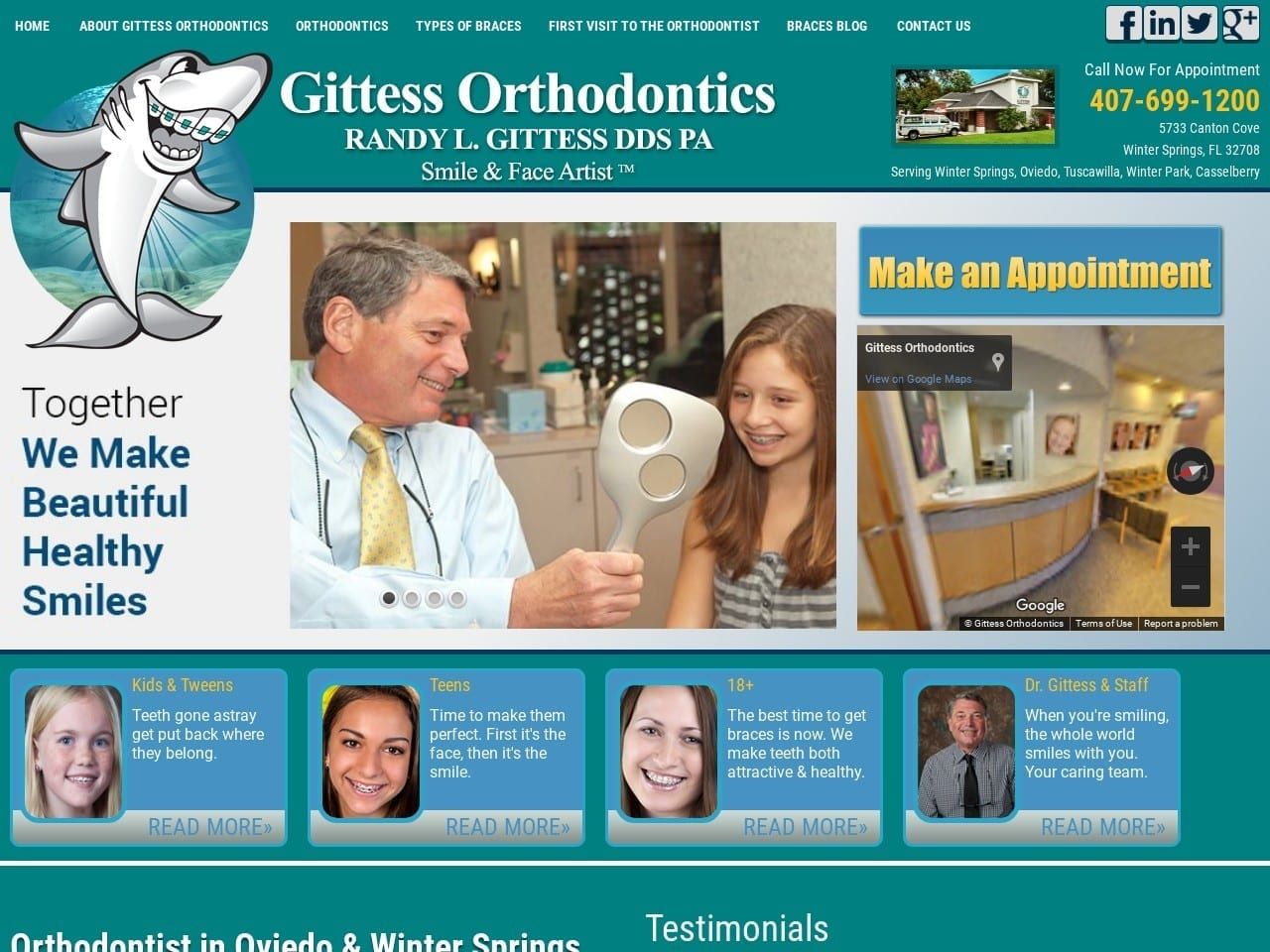 Gittess Orthodontics Website Screenshot from gittessbraces.com