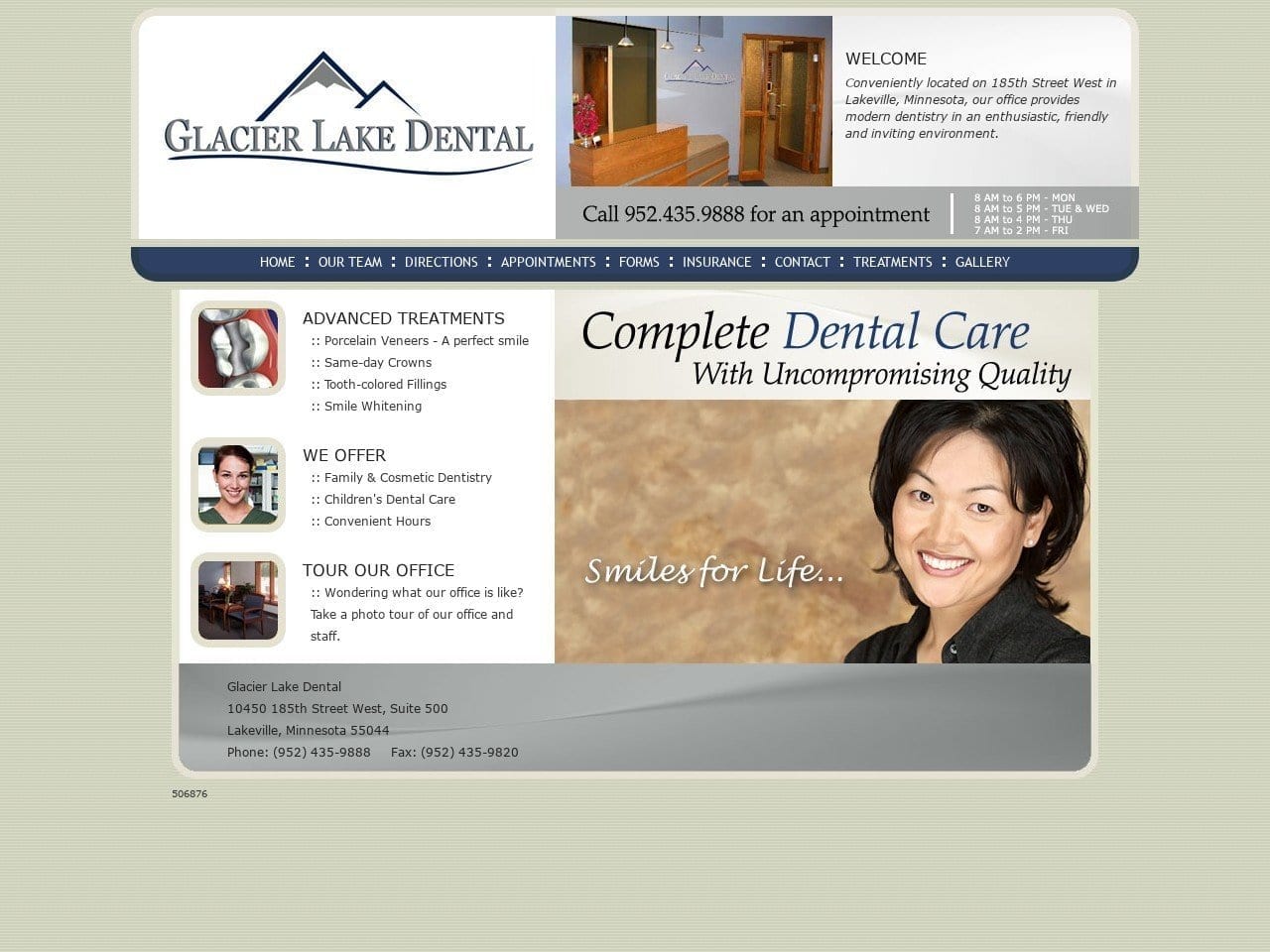 Glacier Lake Dental Website Screenshot from glacierlakedental.com