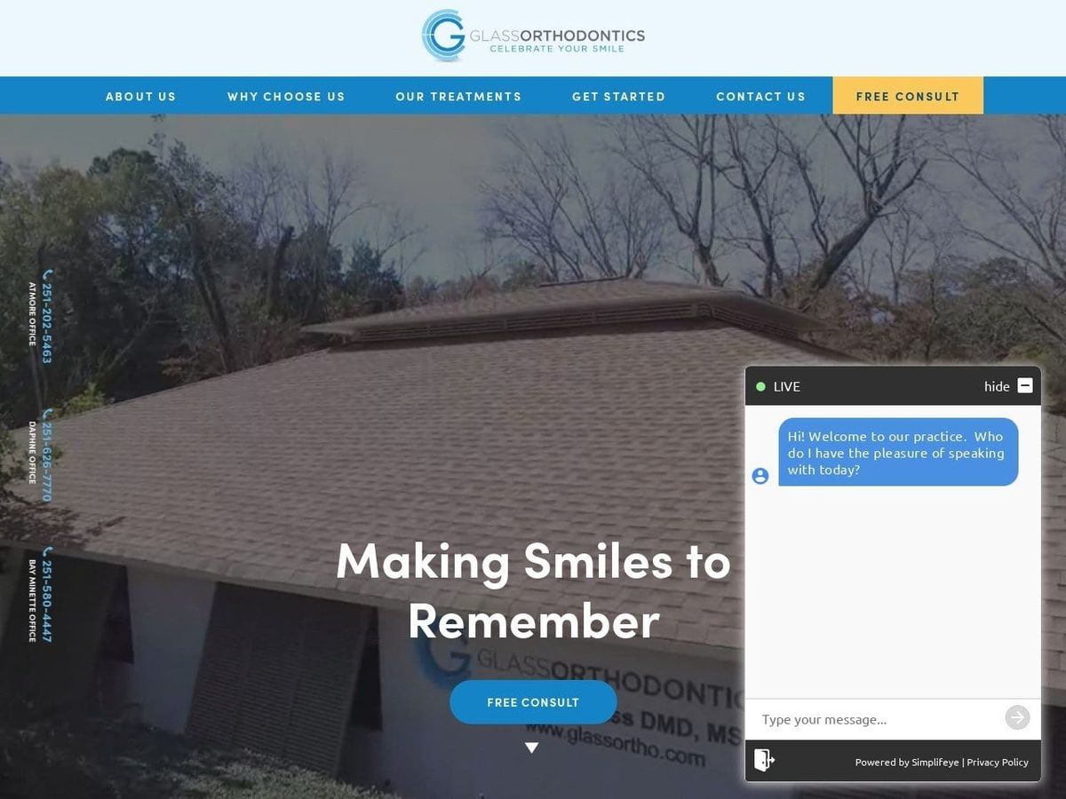 Glass Orthodontics Website Screenshot from glassortho.com