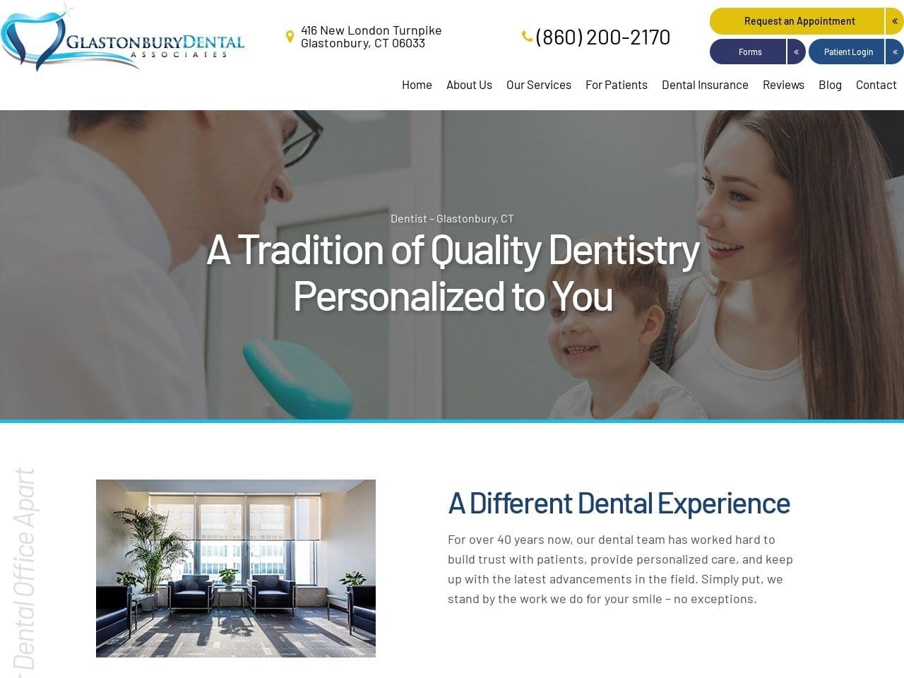 Glastonbury Dental Associates Website Screenshot from glastonburydental.com