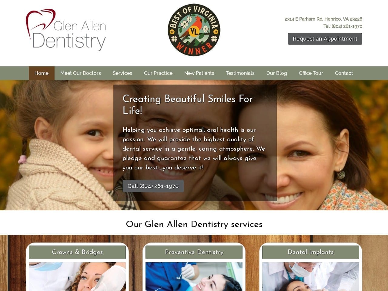 Glen Allen Dentist Website Screenshot from glenallendentistry.com