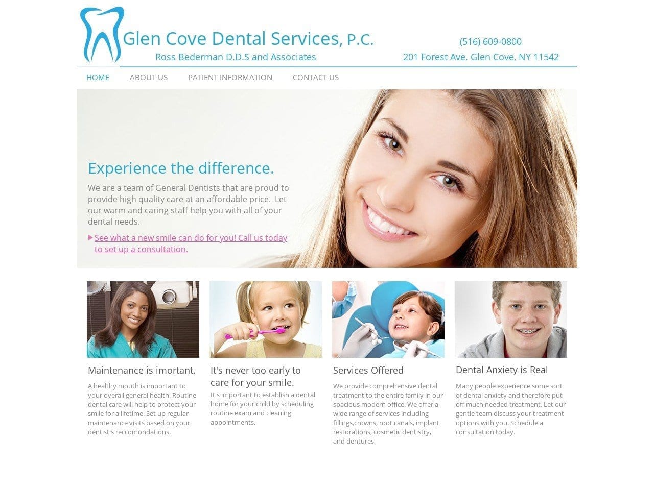 Glen Cove Dental Services Website Screenshot from glencovedentalservices.com