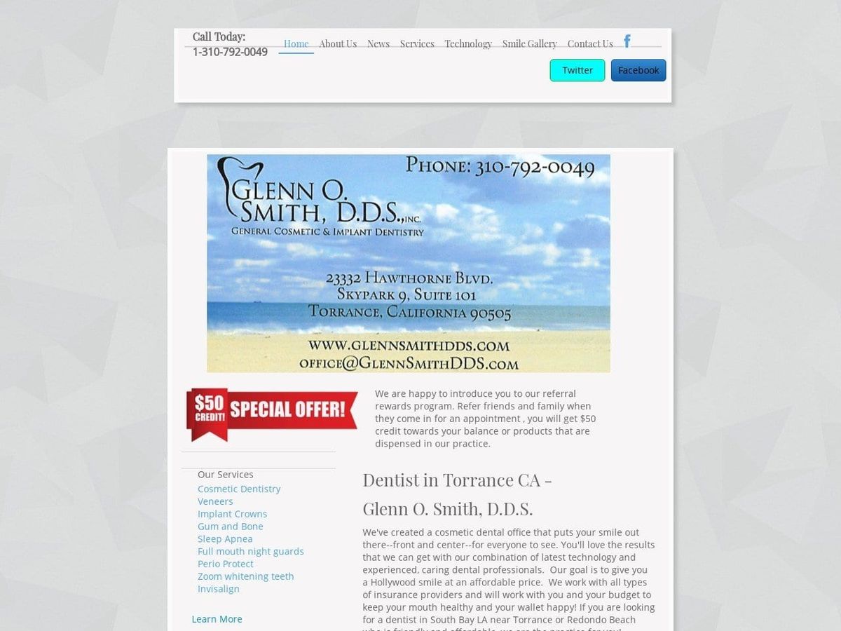 Glenn Smith DDS Website Screenshot from glennsmithdds.com