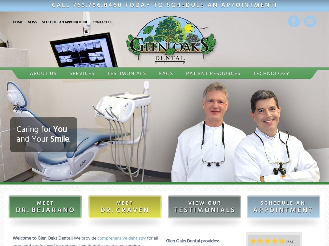 Glen Oaks Dental Website Screenshot from glenoaksdental.com