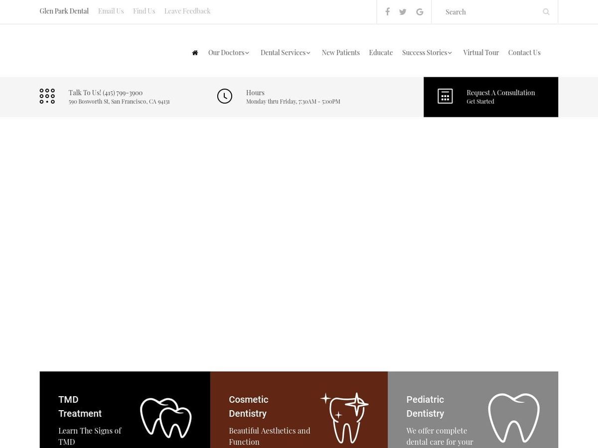 Glen Park Dental Website Screenshot from glenparkdental.com