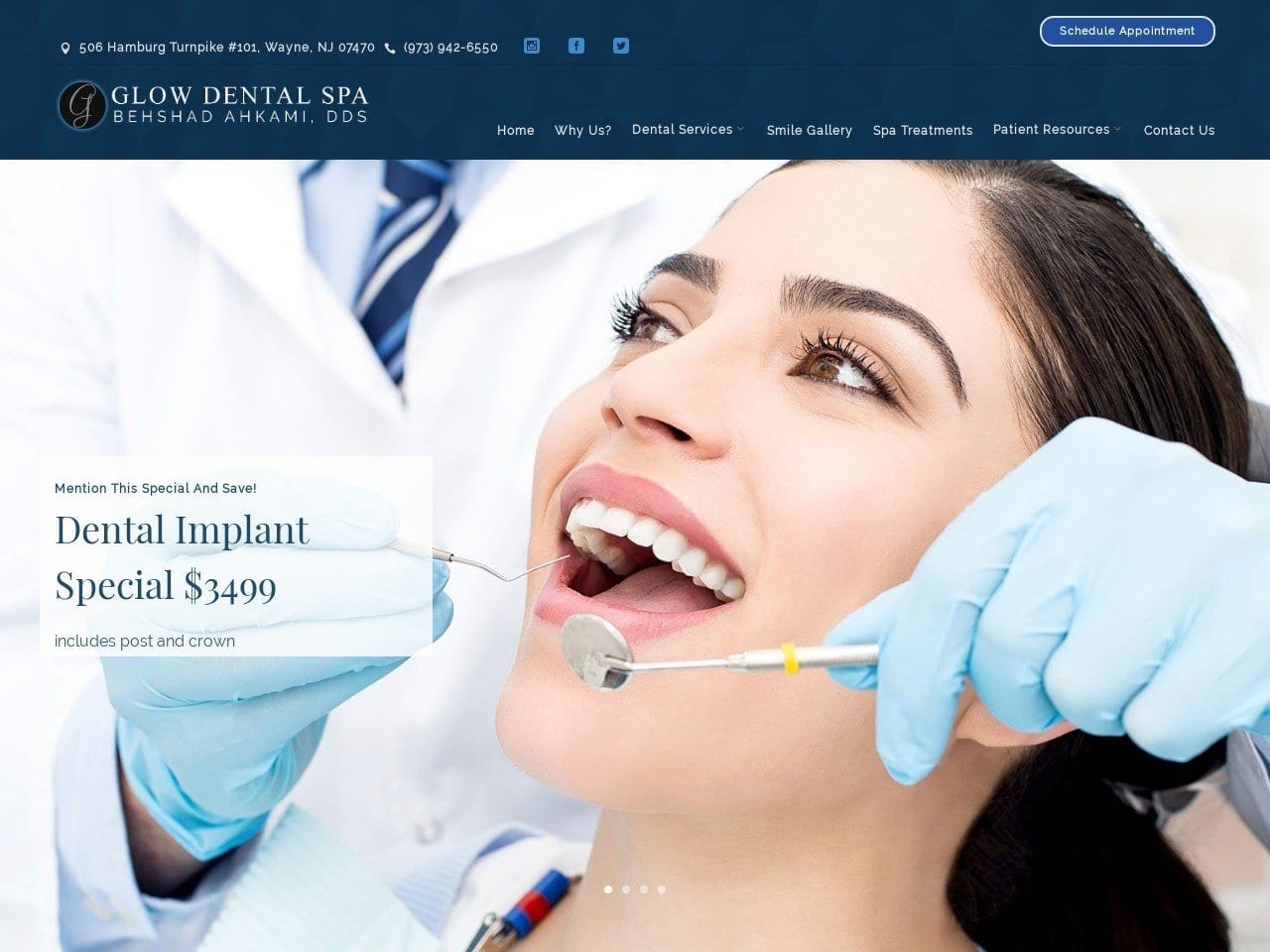 Glow Dental Spa Website Screenshot from glowdentalspa.com