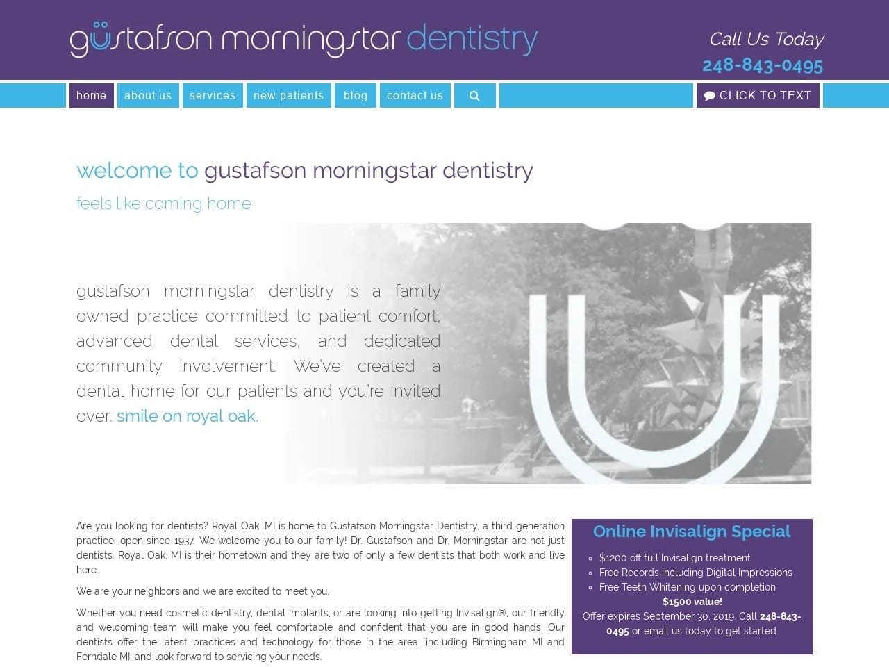 Gustafson and Morningstar Dentistry Website Screenshot from gmdentistry.com