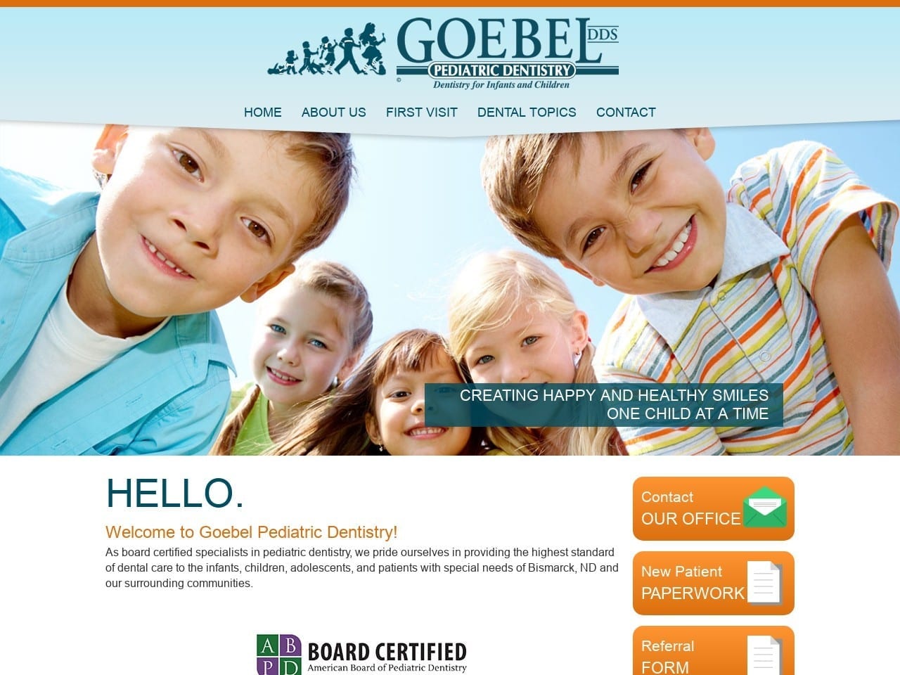 Goebel Pediatric Dentistry Goebel Bryce DDS Website Screenshot from goebelpediatricdentistry.com