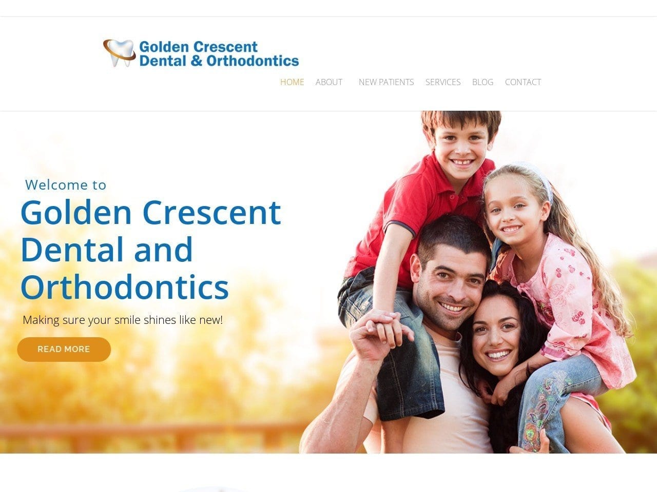 Golden Crescent Family Dentist Website Screenshot from goldencrescentdental.com