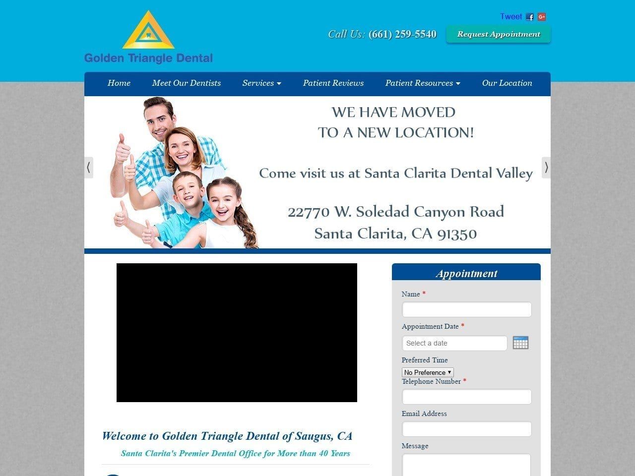 Golden Triangle Dental Website Screenshot from goldentriangledentists.com