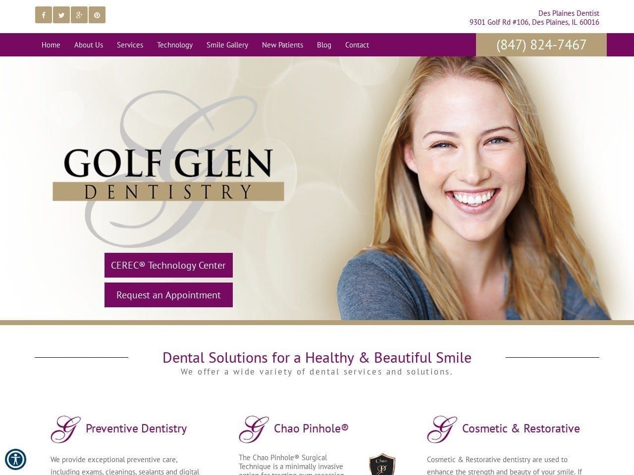Golf Glen Dentist Website Screenshot from golfglendentistry.com