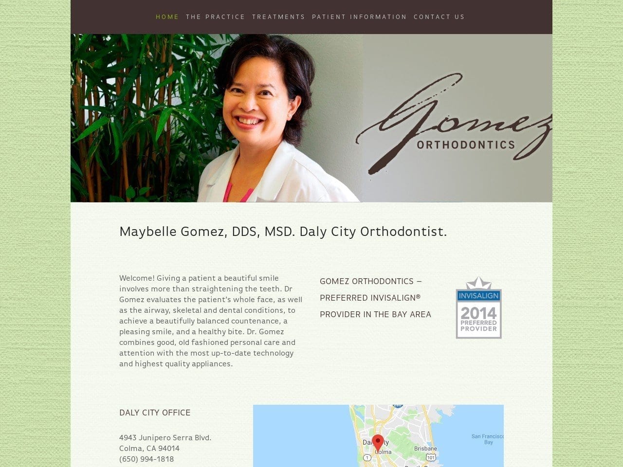 Dr. Maybelle T. Gomez DDS MSD Website Screenshot from gomezorthodontics.com