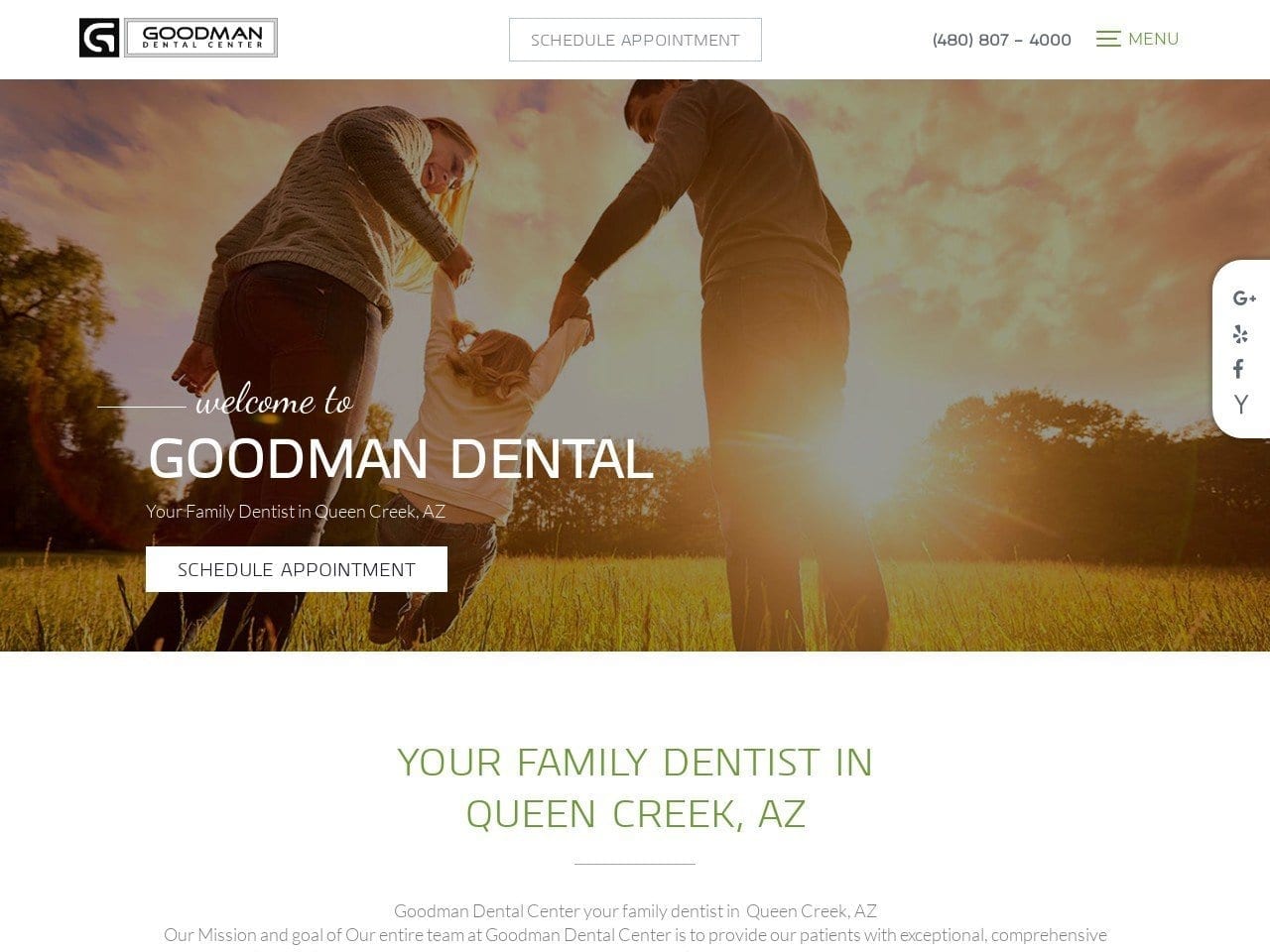 Goodman Dentist Website Screenshot from goodmandentalcenter.com