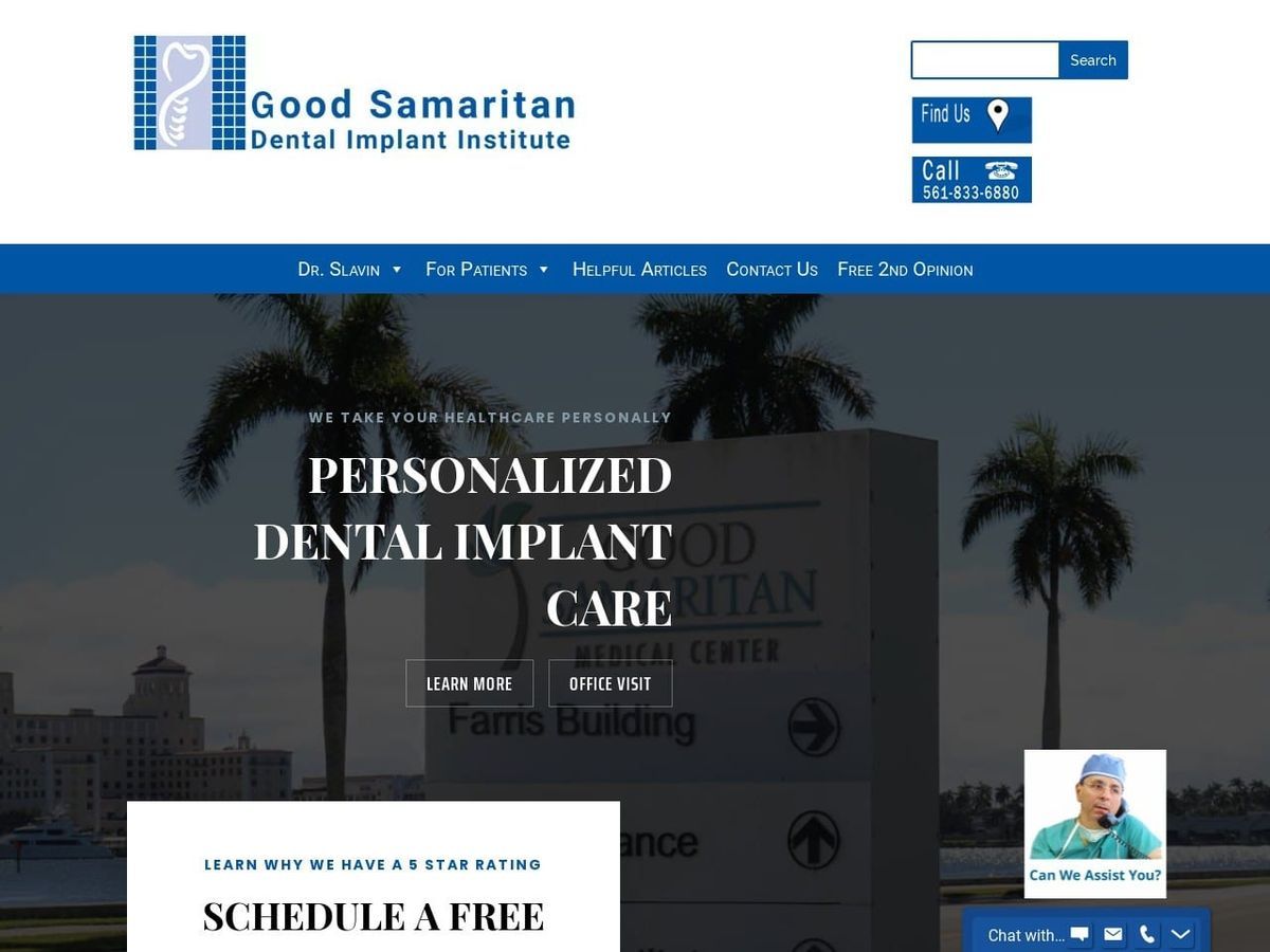 Dr. Andrew Slavin DMD Board Certified Website Screenshot from goodsamdentalimplants.com