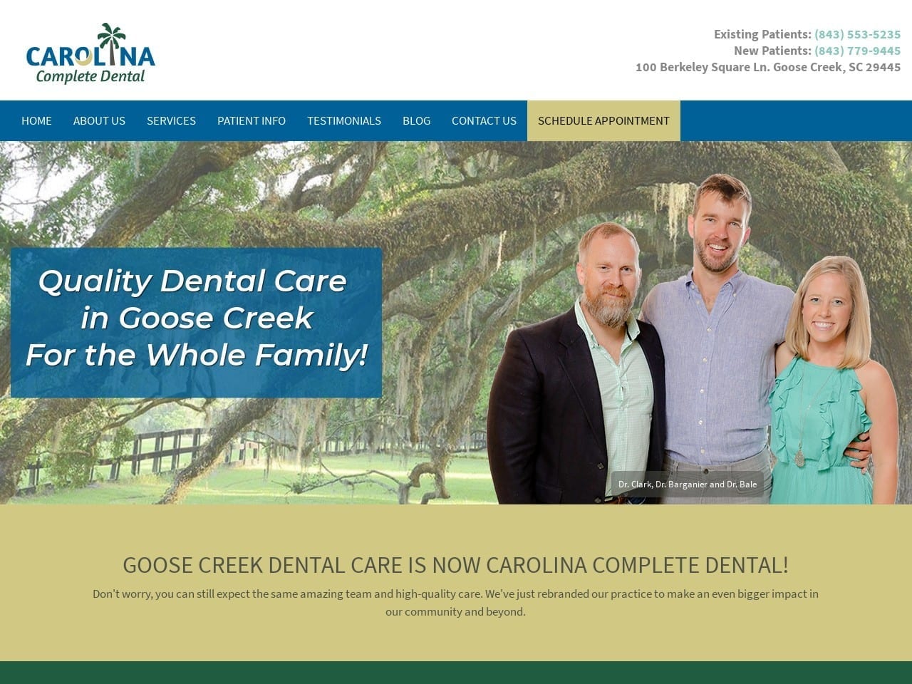 Goose Creek Dental Care Website Screenshot from goosecreekdental.com