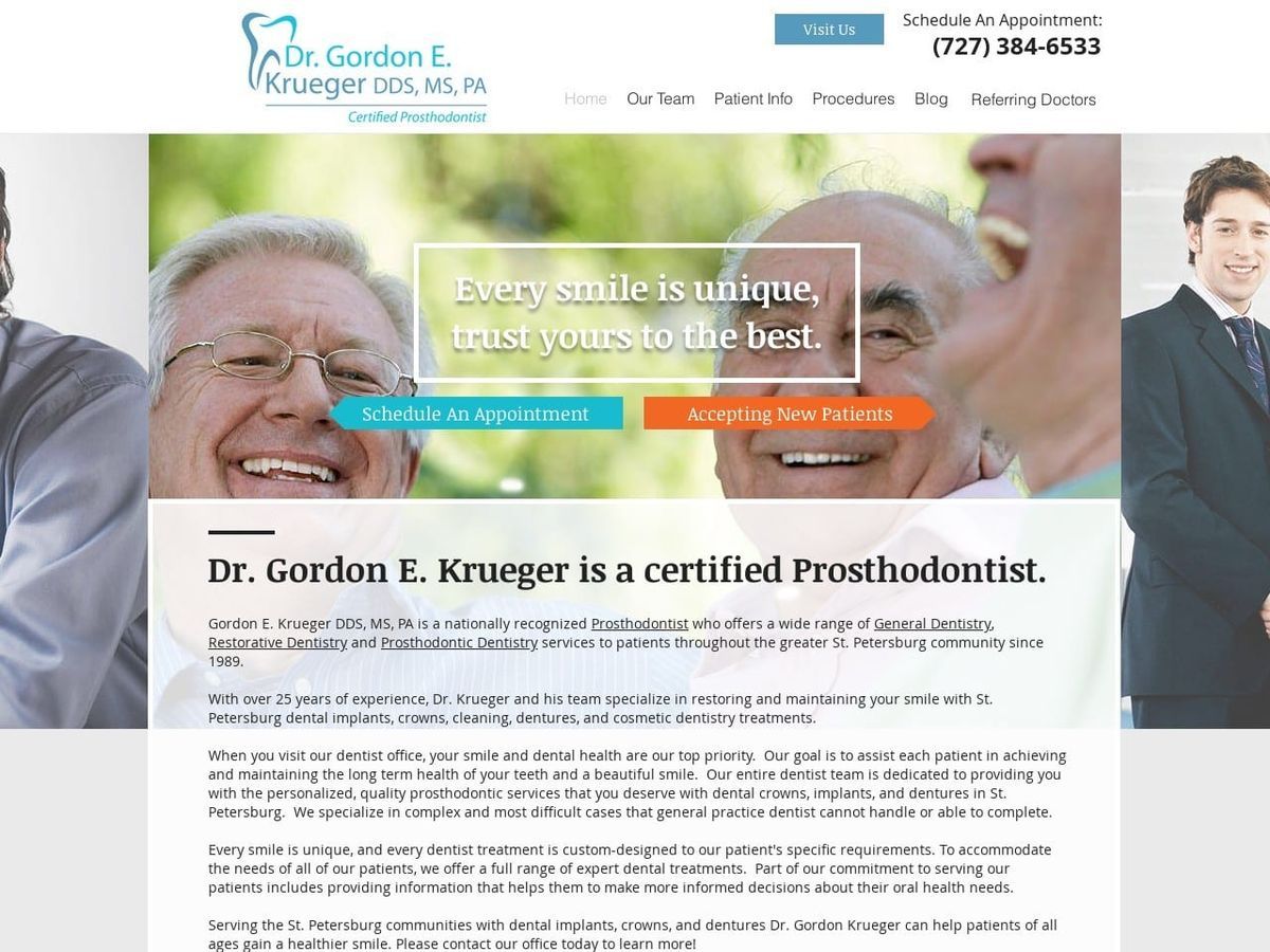Krueger Gordon E DDS Website Screenshot from gordonekruegerdds.com