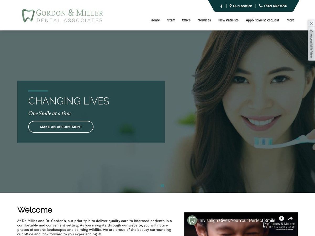 Gordon Dentist Website Screenshot from gordonmillerdds.com