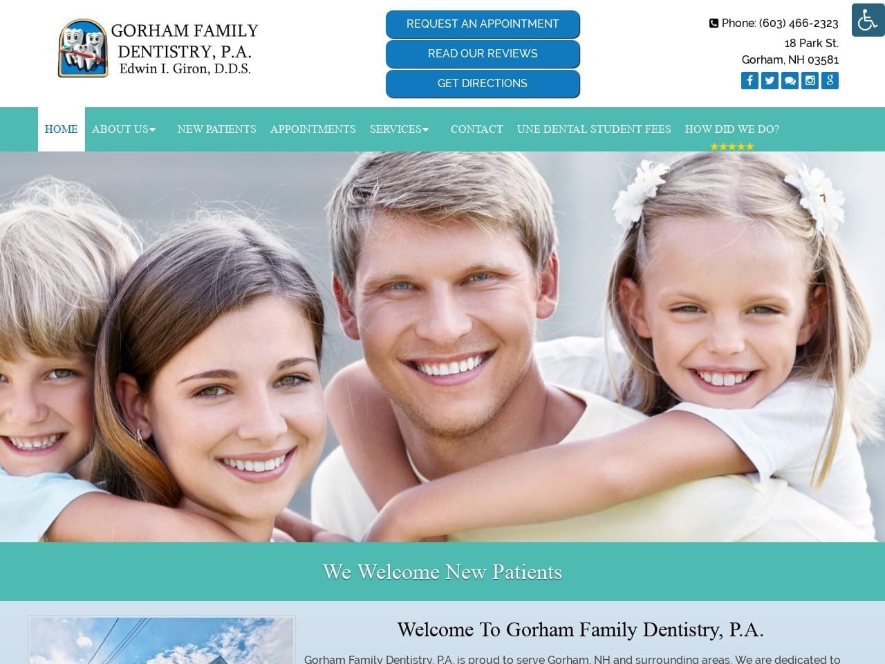 Gorham Family Dentist Website Screenshot from gorhamfamilydentistry.com